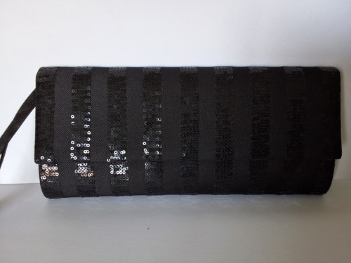 Black sequined clutch bag - black,