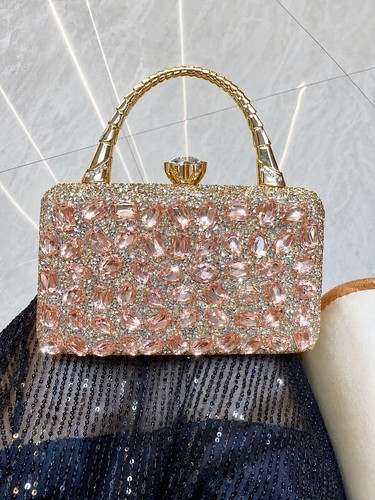 Pink crystal evening clutch - crystal,