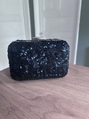 Black sequin clutch bag box - clutch,