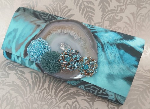 Amishi clutch bag with - with, agate
