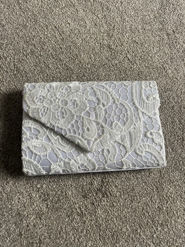 White and cream lace clutch - white,