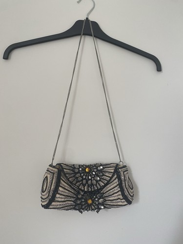 Beaded gold clutch bag - m&s,