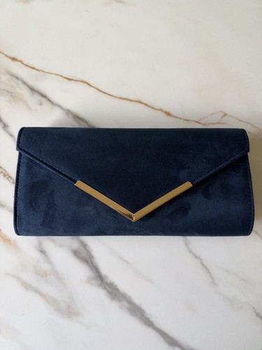 Navy blue velvet clutch - navy,