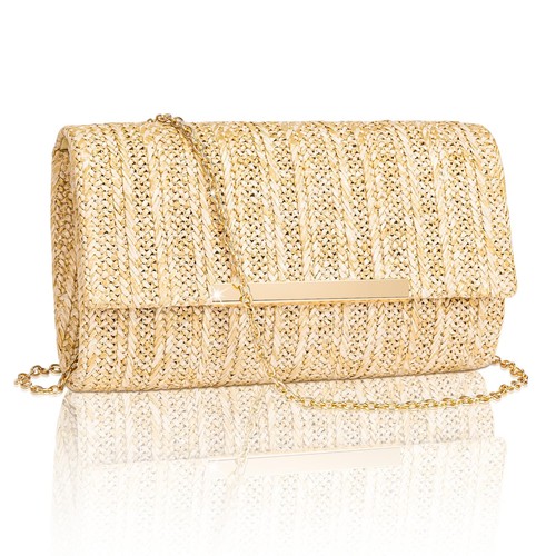 Luxury woven straw clutch - straw, bag
