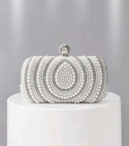 Silver pearl beaded chain - silver,