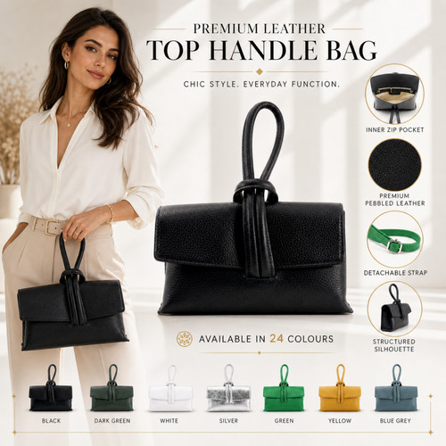 Real leather clutch bag - real, women