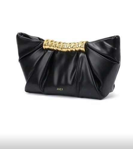 Black faux leather clutch - black,