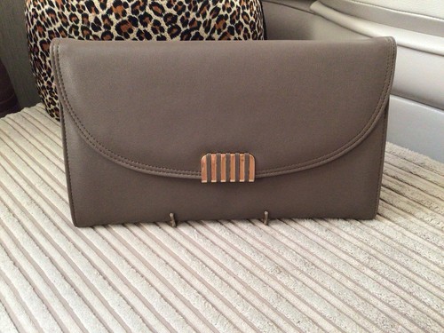 Vintage taupe vinyl - vinyl, clutch